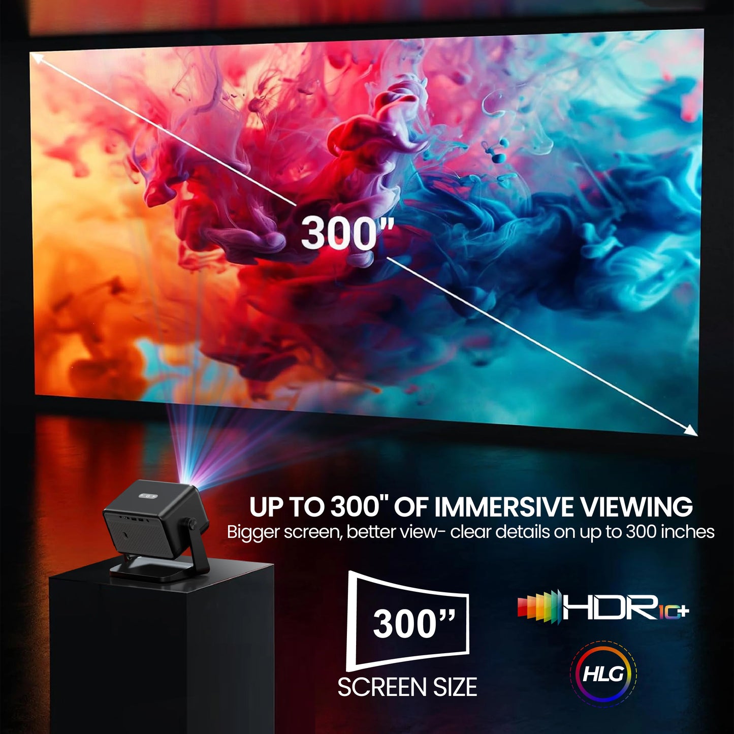 EGATE Duster 5X projector with up to 300 inch screen size and HDR10 support