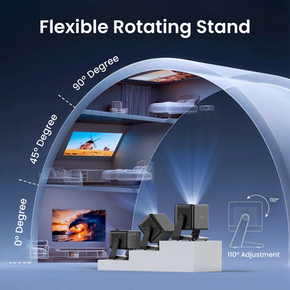 EGATE Duster 5X projector with flexible rotating stand and adjustable viewing angles