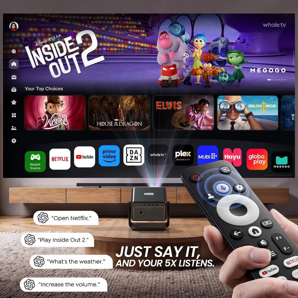 EGate Duster 5X Pro smart projector with AI voice assistant, Whale OS and certified OTT app support