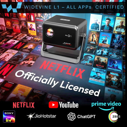 EGate Duster 5X Pro smart projector with Netflix, Prime Video, YouTube and Widevine L1 certified streaming support