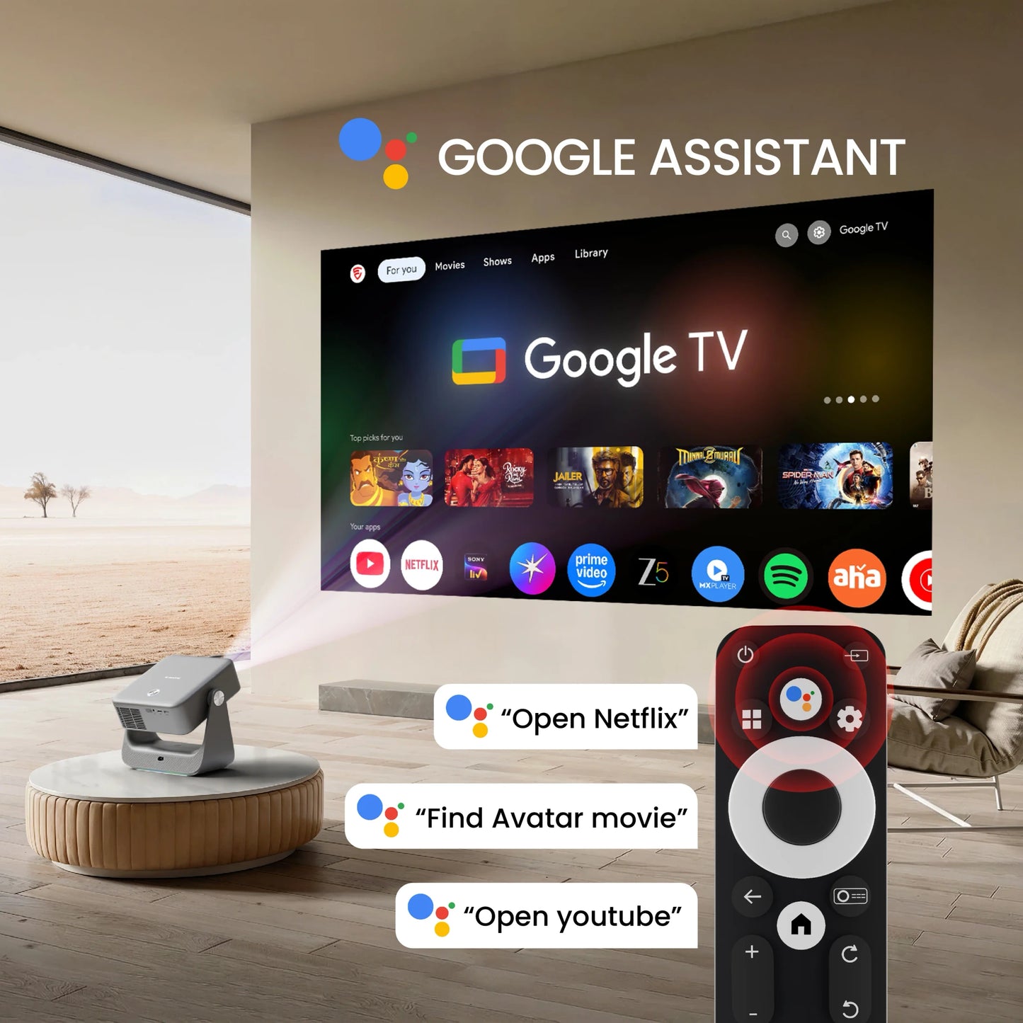 EGATE Zen 7X Google TV Projector Full HD Home Cinema with 4K Decoding