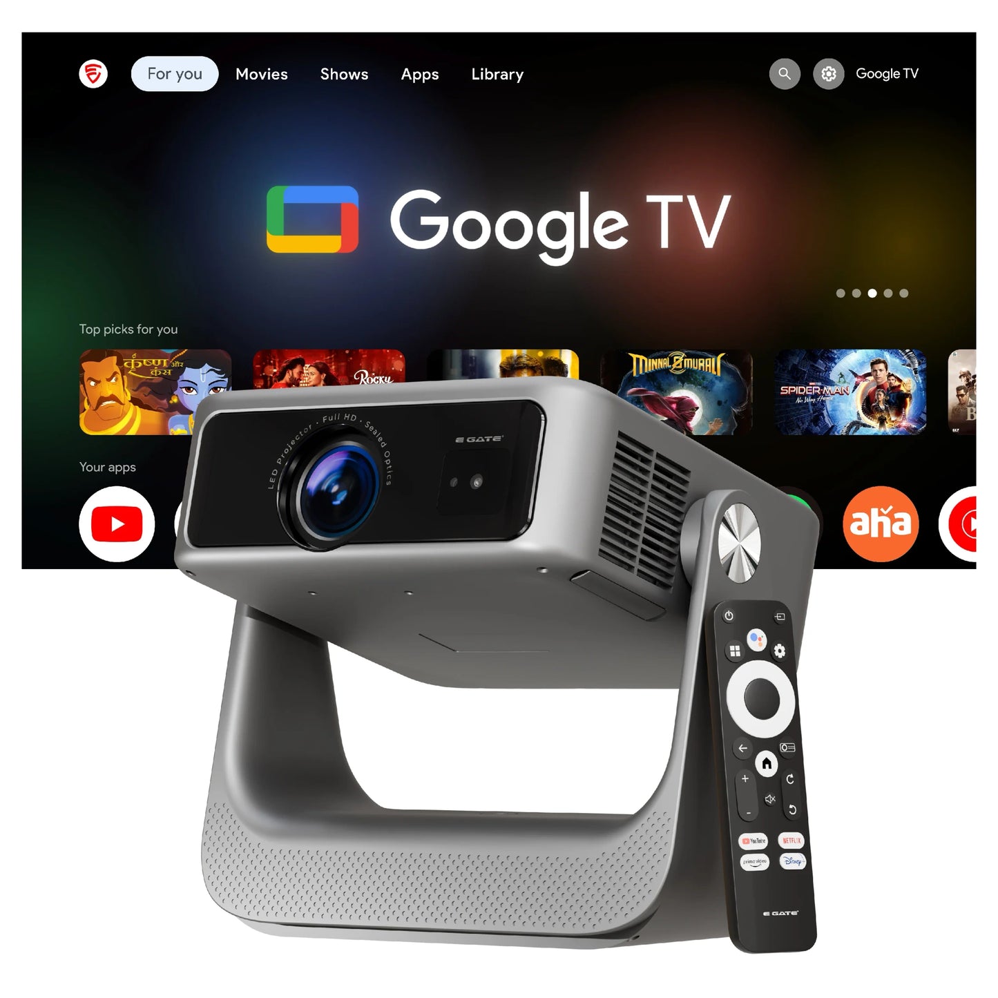 EGATE Zen 7X Google TV Projector Full HD Home Cinema with 4K Decoding
