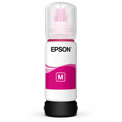 Epson 001 (C13T03Y398) Magenta Ink Bottle 70ml for EcoTank Printers front view showing original Epson magenta ink bottle with sealed cap -tpstech.in