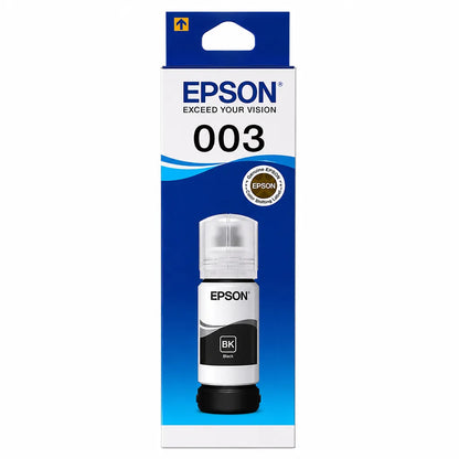 Original Epson 003 (C13T00V198) Black Ink Bottle 65ml Dye-Based Ink retail box front view for EcoTank Printers -tpstech.in