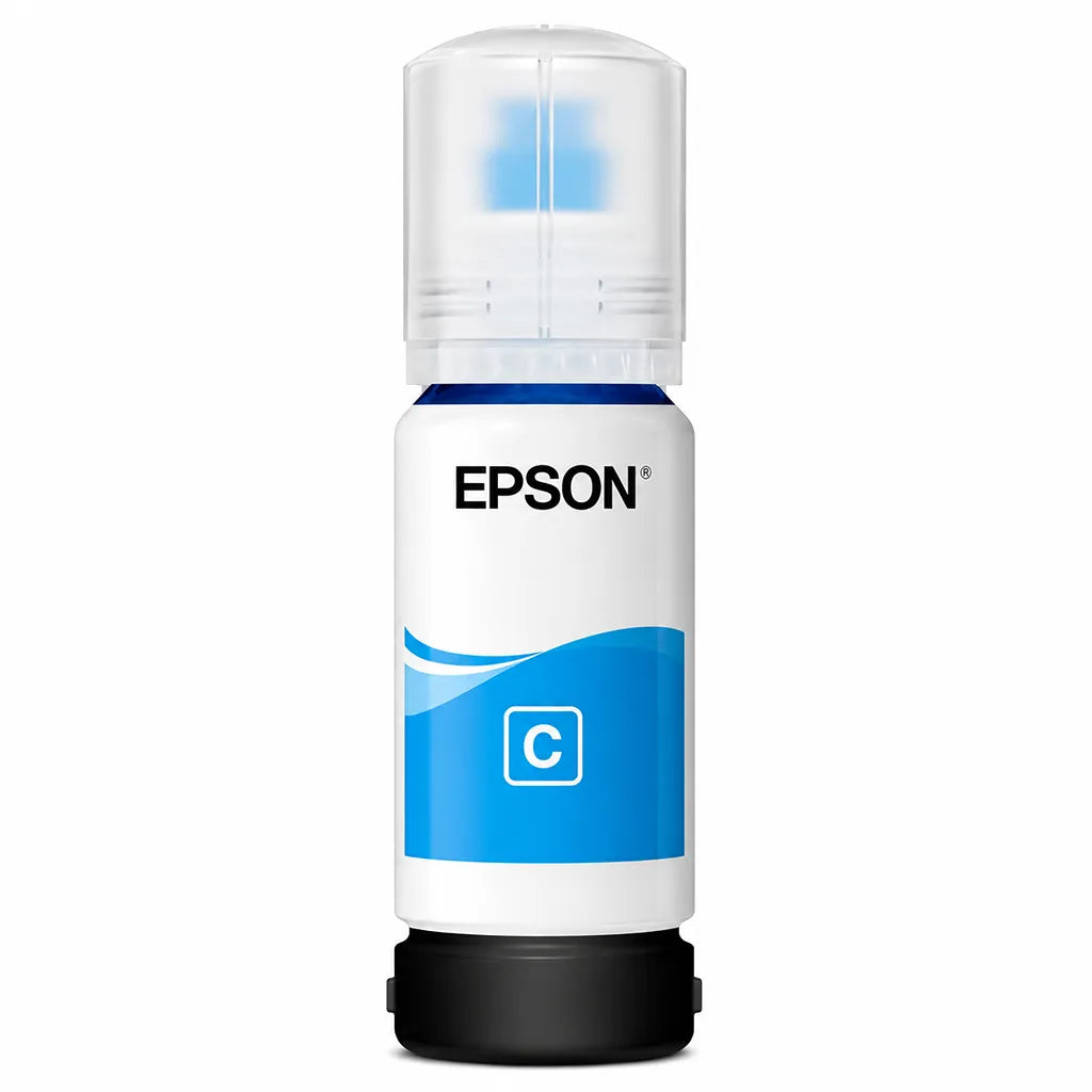 Epson 003 (C13T00V298) Cyan Ink Bottle 65ml Dye Based Ink for EcoTank Printers original cyan ink bottle front view -tpstech.in