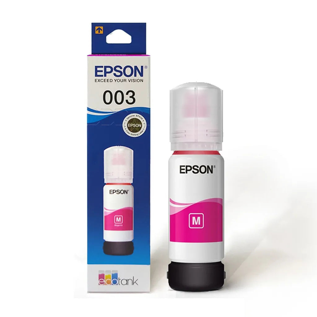 Epson 003 (C13T00V398) Magenta Ink Bottle 65ml Dye Based Ink for EcoTank Printers with original retail box -tpstech.in