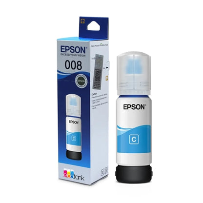 Epson 008 (C13T06G298) Cyan Ink Bottle 70ml Pigment Ink with original retail box for EcoTank printers -tpstech.in