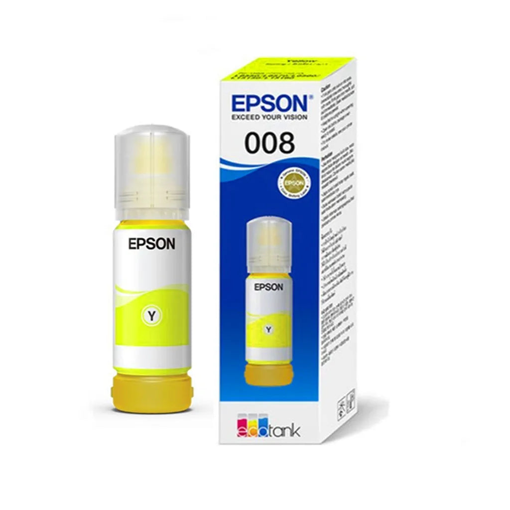 Epson 008 (C13T06G498) T06G Yellow Ink Bottle 70ml Pigment Ink with original retail box for Epson EcoTank printers -tpstech.in