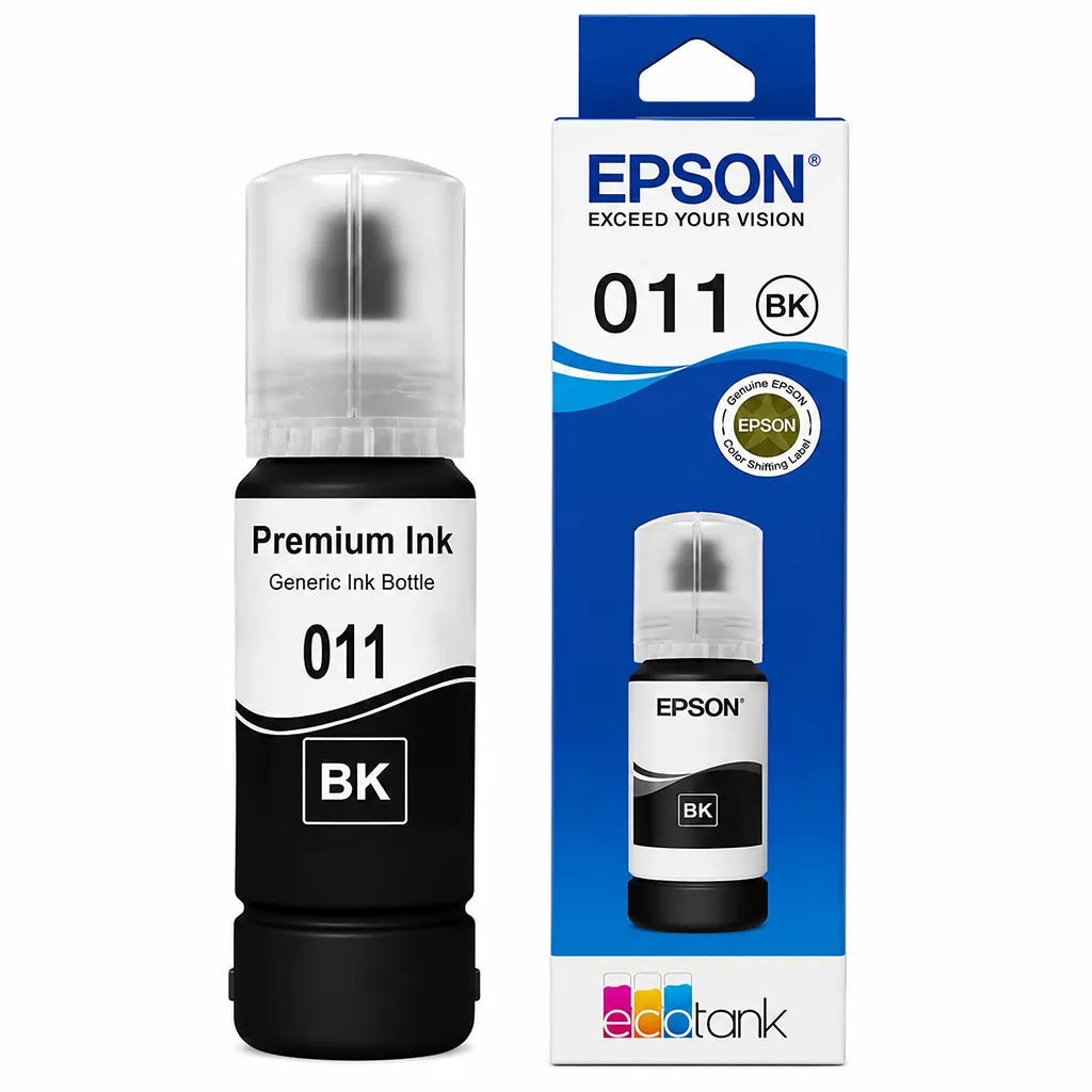 Epson 011 (C13T07J198) Photo Black Ink Bottle 70ml High-Yield Dye Ink for EcoTank L8160/L8180 Printers with retail box and ink bottle -tpstech.in