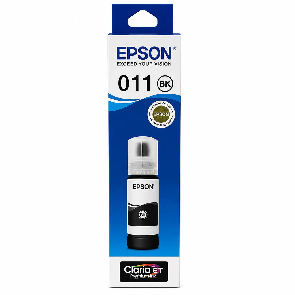 Front packaging view of Epson 011 (C13T07J198) Photo Black Ink Bottle 70ml High-Yield Dye Ink for EcoTank L8160/L8180 Printers -tpstech.in