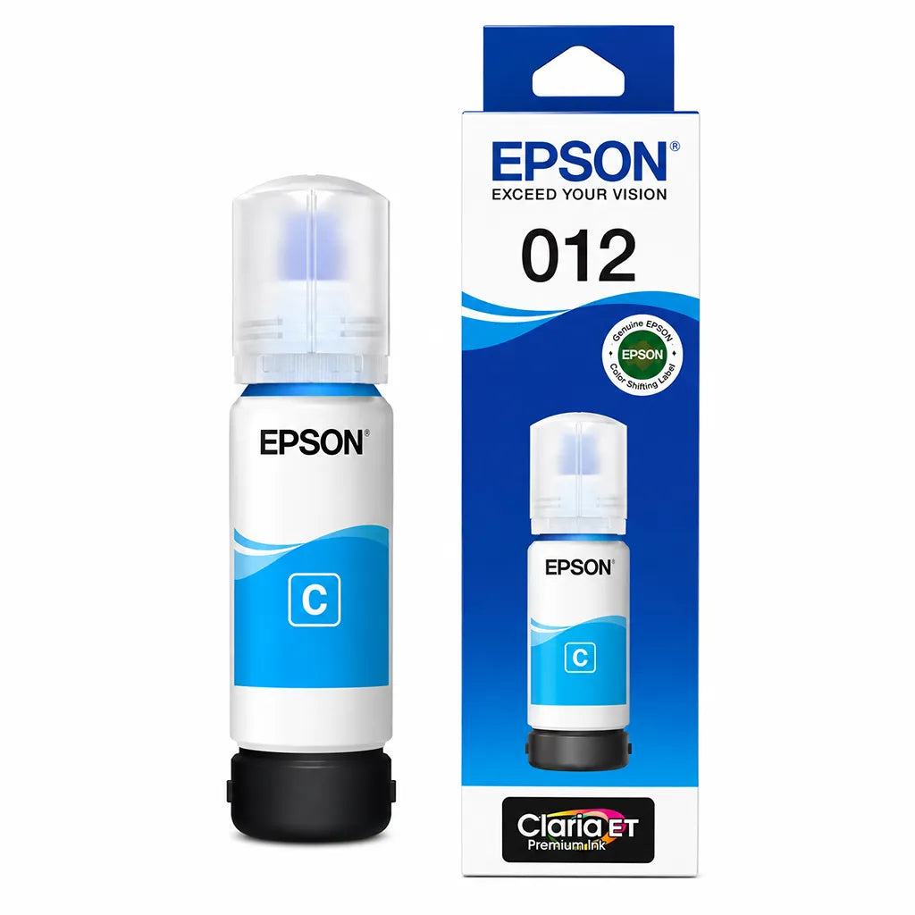 Epson 012 (C13T07K298) Cyan Ink Bottle 70ml High-Yield Ink for EcoTank L8160/L8180 Printers with retail box and ink bottle -tpstech.in