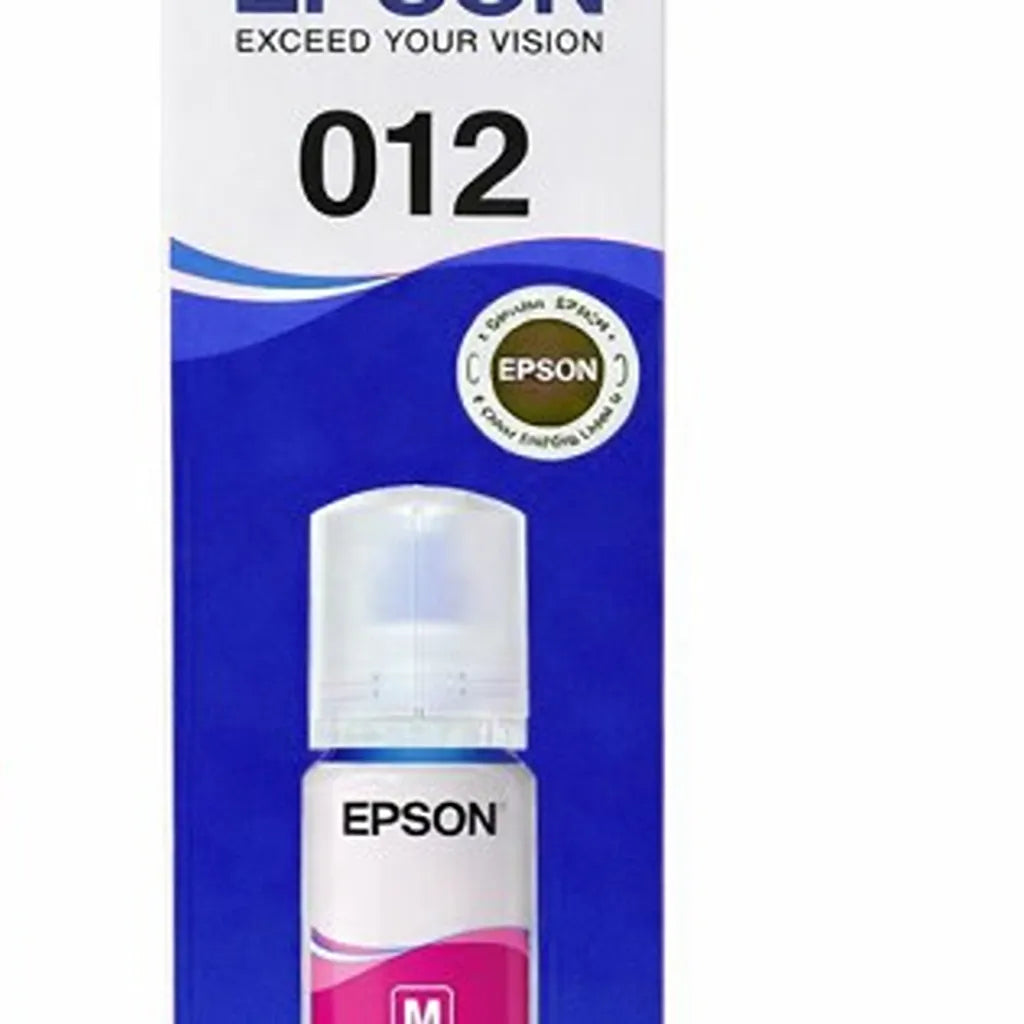Epson 012 (C13T07K398) Magenta Ink Bottle box top perspective view for EcoTank L8180 & L8160 printers -tpstech.in