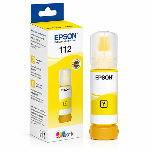 Epson 012 (C13T07K498) Yellow Ink Bottle 70ml retail box and genuine ink bottle together for EcoTank L8160 L8180 printers -tpstech.in