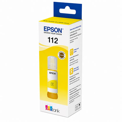 Epson 012 (C13T07K498) Yellow Ink Bottle 70ml retail box right angle view for EcoTank L8160 L8180 printers -tpstech.in