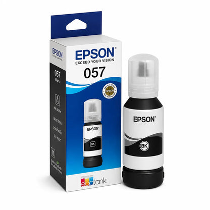 Epson 057 (C13T09D198) Black Ink Bottle 70ml perspective view with retail box for L8050 and L18050 printers -tpstech.in