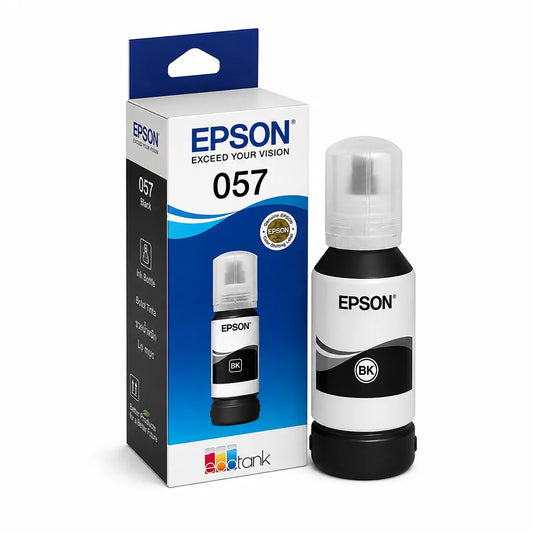 Epson 057 (C13T09D198) Black Ink Bottle 70ml perspective view with retail box for L8050 and L18050 printers -tpstech.in