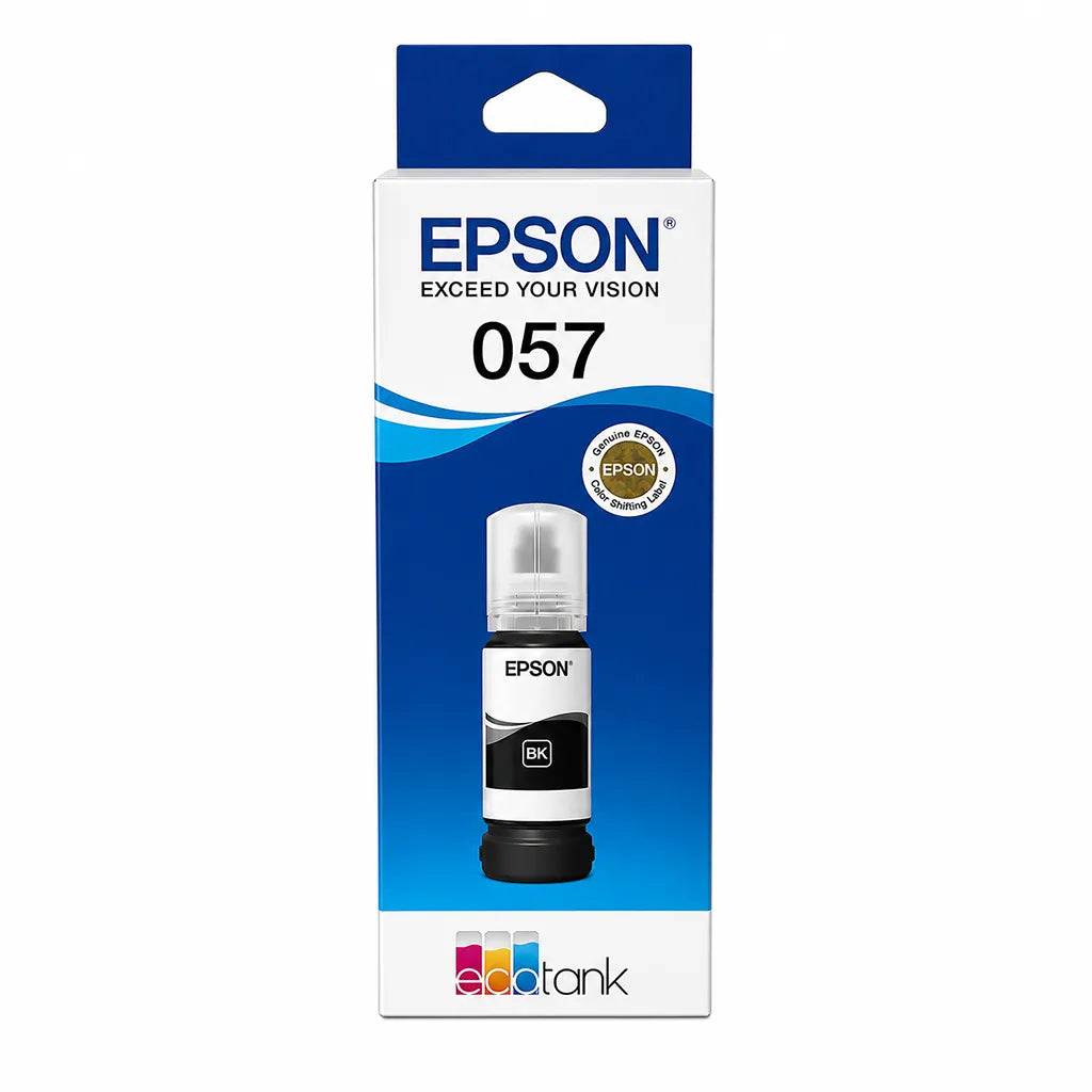 Epson 057 (C13T09D198) Black Ink Bottle 70ml retail box front view for L8050 and L18050 printers -tpstech.in