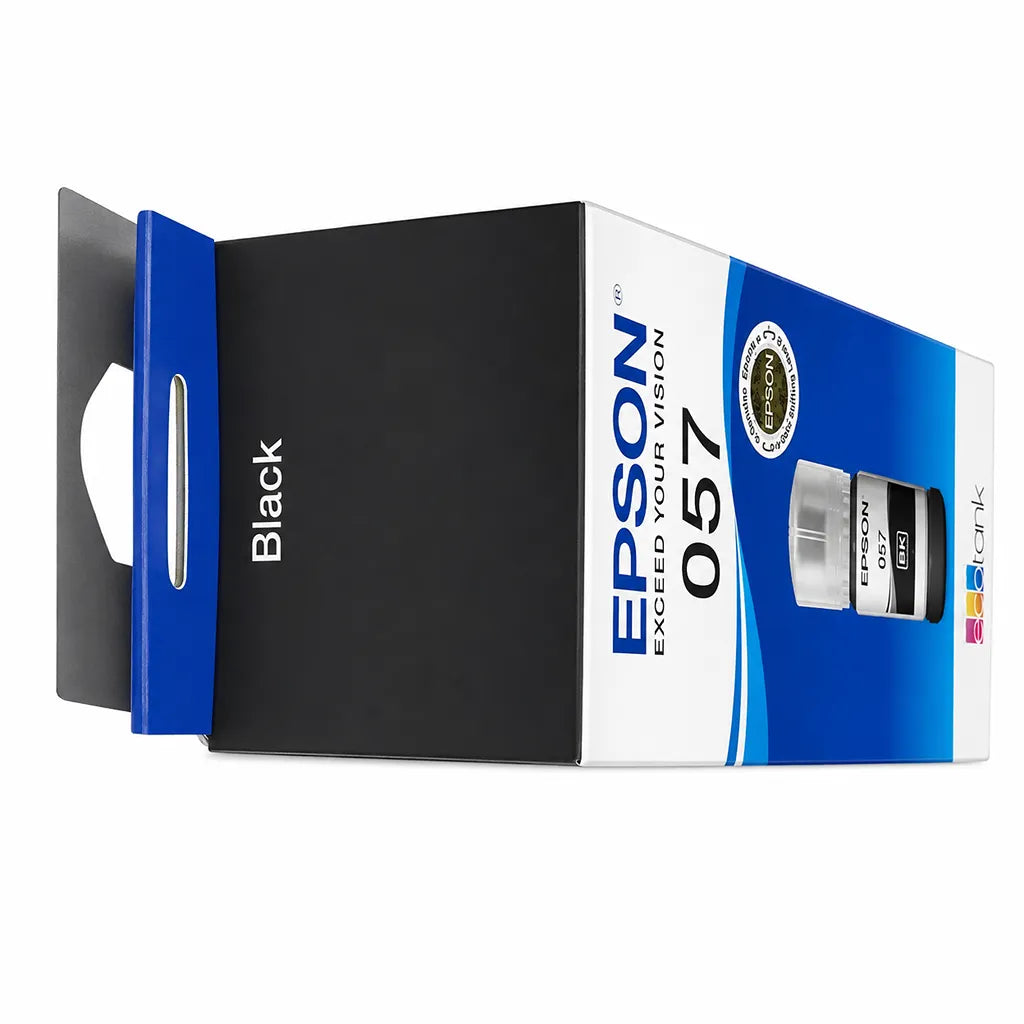 Epson 057 (C13T09D198) Black Ink Bottle 70ml retail box side angle for L8050 and L18050 printers -tpstech.in
