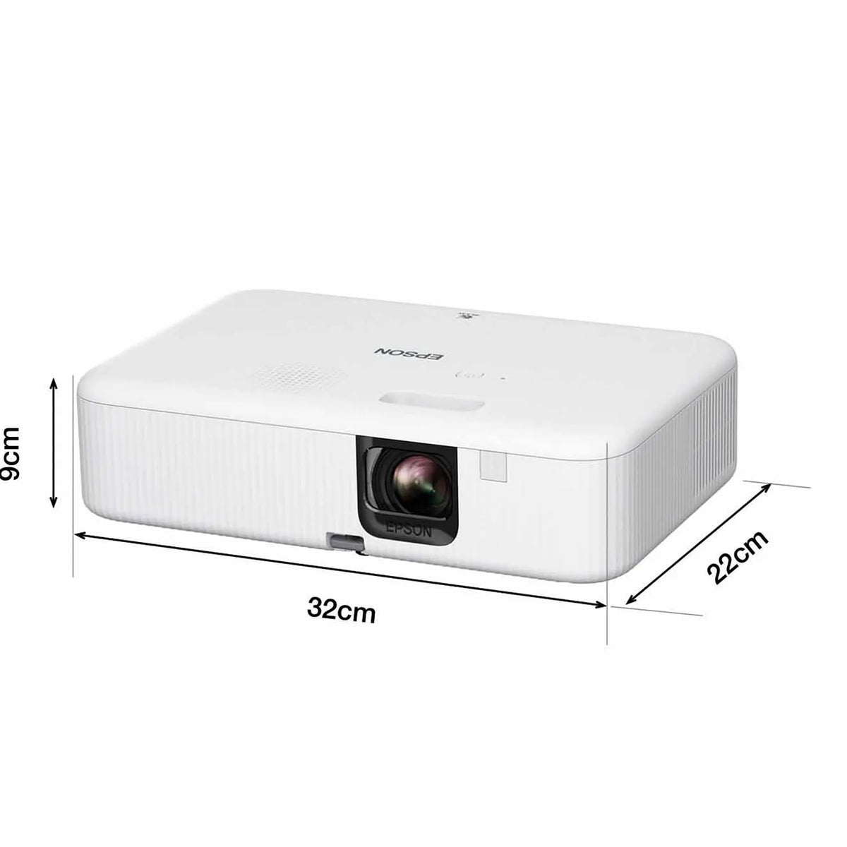 Epson CO-FH01 Full HD 1080p Smart Projector 3000 Lumens 3LCD Technology showing product dimensions -tpstech.in