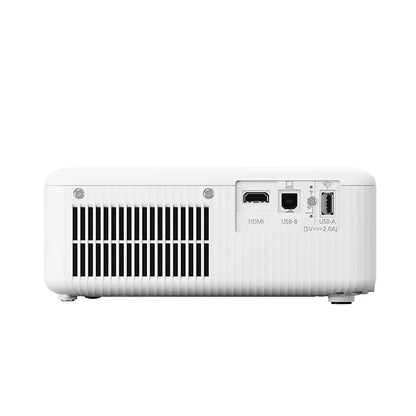 Rear connectivity panel of Epson CO-FH01 Smart Projector featuring HDMI, USB-A, and USB-B ports with exhaust vent -tpstech.in