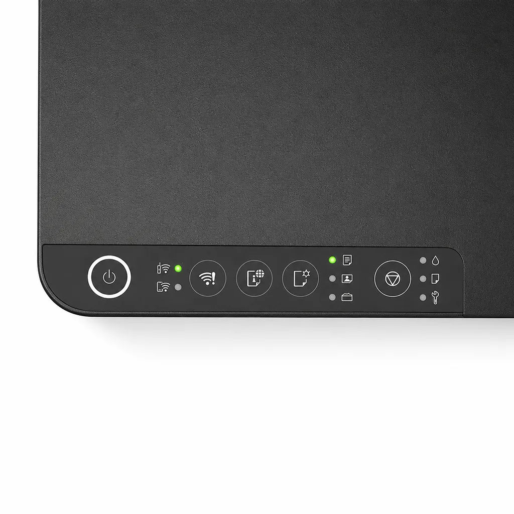 Epson EcoTank L1350 printer control panel with Wi-Fi, power and function buttons close-up -tpstech.in