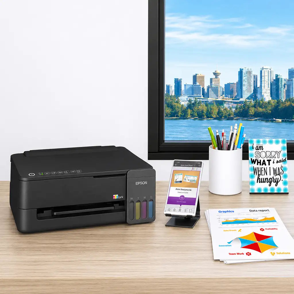 Epson EcoTank L1350 Single Function A4 Wi-Fi Ink Tank Printer in a modern home office wireless printing setup -tpstech.in