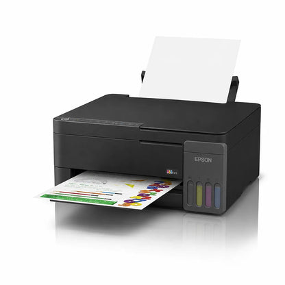 Epson EcoTank L3310 A4 All-in-One Ink Tank Printer front angle view with paper output -tpstech.in