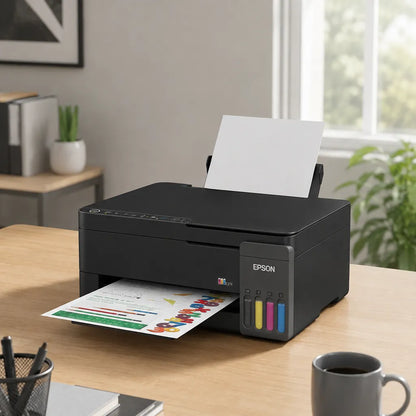 Epson EcoTank L3310 A4 All-in-One Ink Tank Printer in a home office setup -tpstech.in
