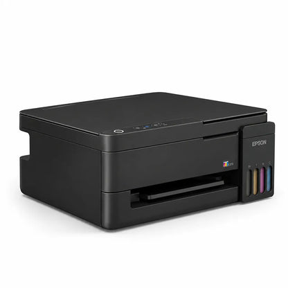 Angled perspective view of Epson EcoTank L3313 A4 Colour All-in-One Ink Tank Printer with front ink level windows -tpstech.in