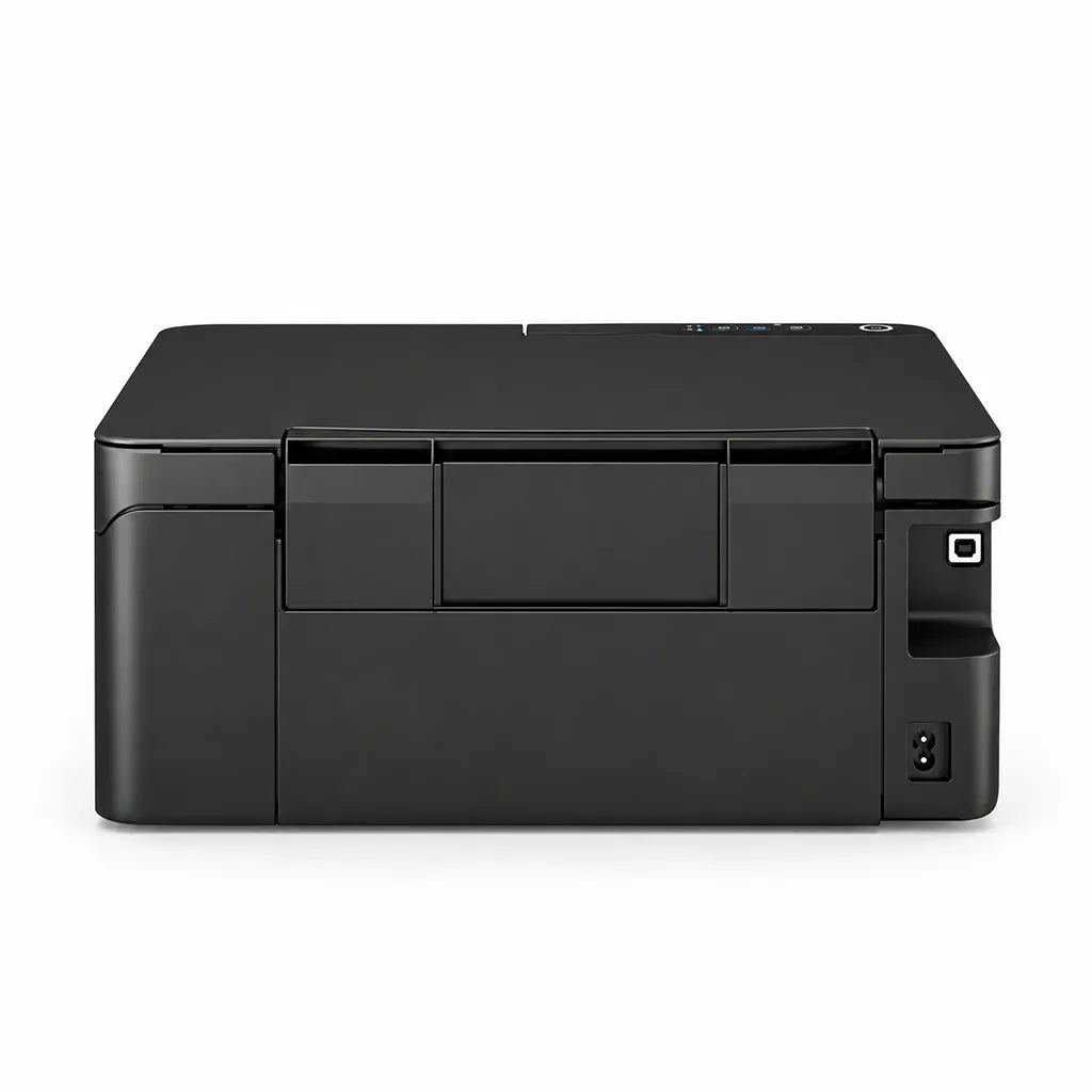 Rear view of Epson EcoTank L3313 A4 Colour All-in-One Ink Tank Printer showing USB port and power socket -tpstech.in