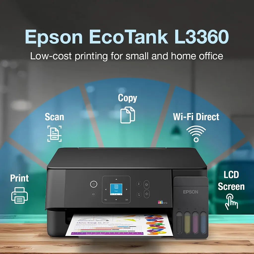 Epson EcoTank L3360 A4 Wi-Fi All-in-One Ink Tank Printer with print scan copy Wi-Fi Direct and LCD screen -tpstech.in