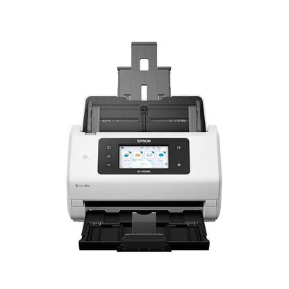 Epson WorkForce DS-900WN A4 Duplex Sheet-fed Document Scanner front view with paper tray and touch panel -tpstech.in
