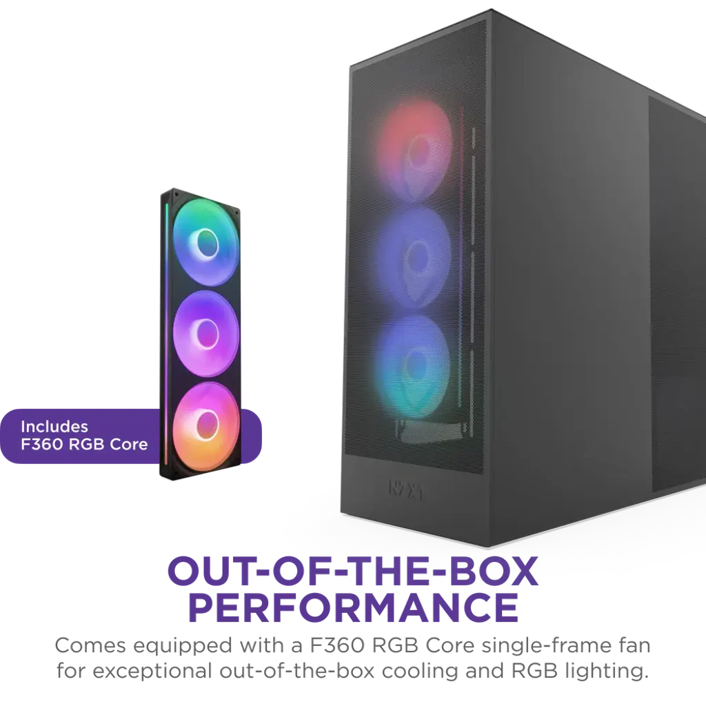NZXT H7 Flow RGB Tempered Glass Compact Mid-Tower ATX Airflow Case
