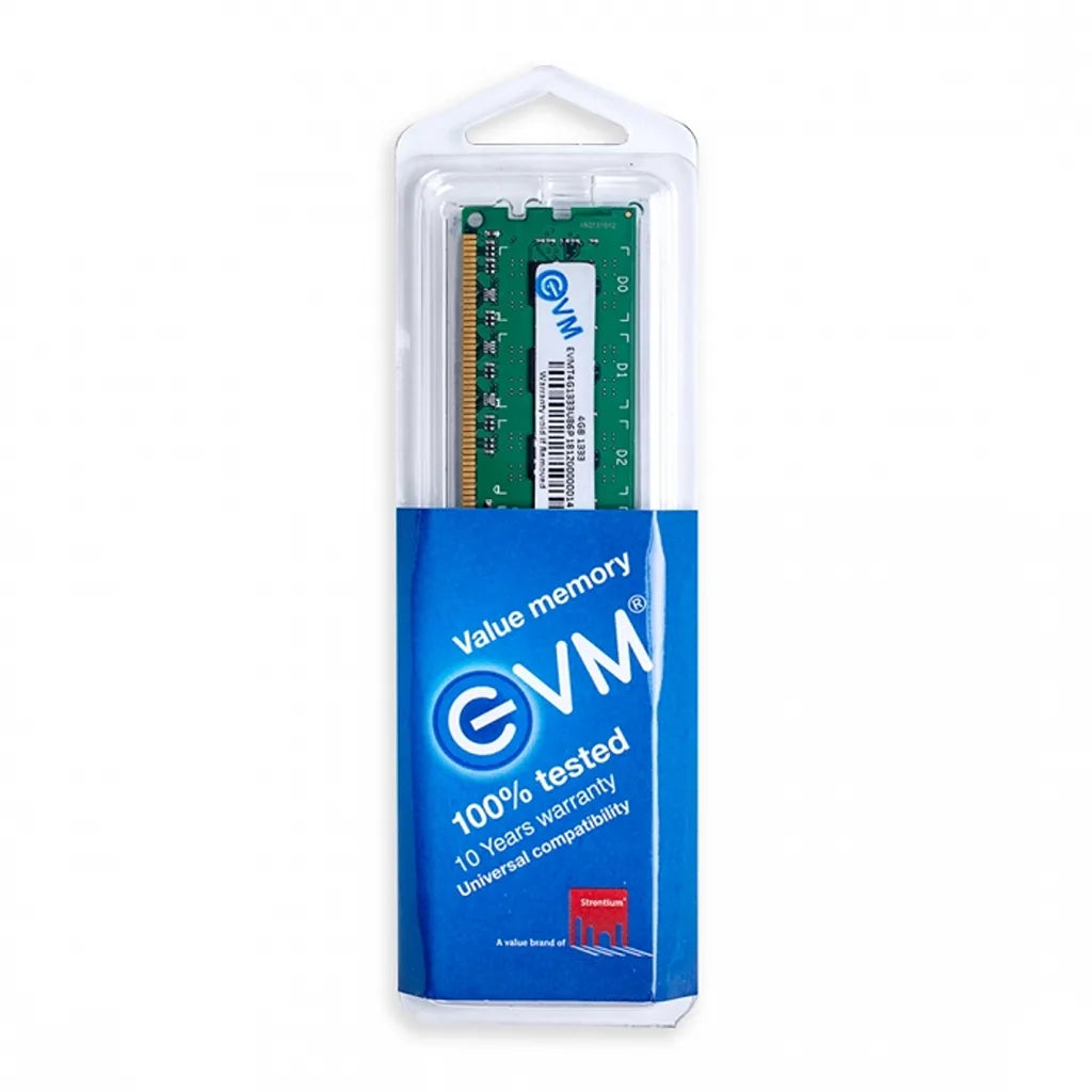 EVM EVMT4G1333U86P 4GB DDR3 1333MHz Desktop RAM retail packaging with 10-year warranty and universal compatibility -tpstech.in