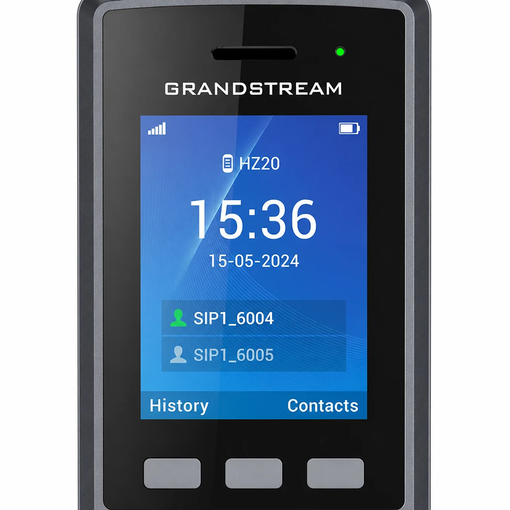 Close-up of the Grandstream DP735 Rugged DECT Cordless HD Handset color display and interface for business communication -tpstech.in
