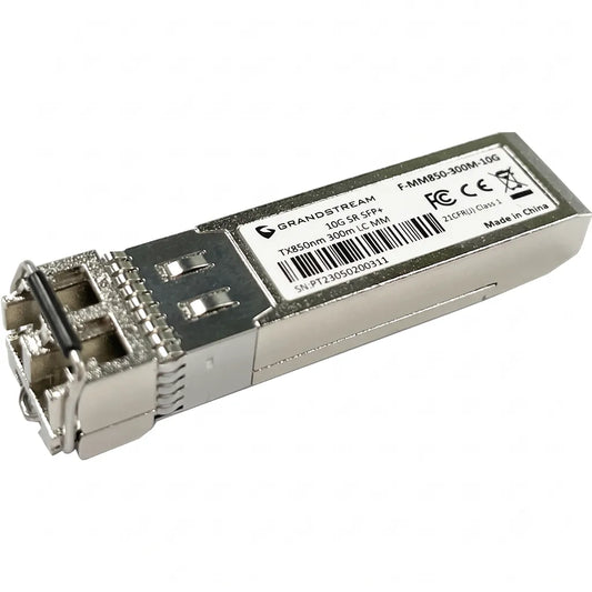 Side view of Grandstream F-MM850-300M-10G 850nm 10Gb SFP+ multi-mode optical transceiver module.