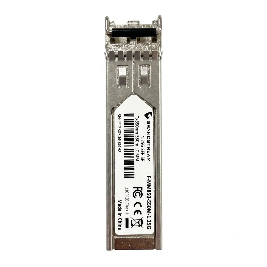 Rear view of the Grandstream F-MM850-550M-1.25G 1.25G multi-mode SFP fiber transceiver module.