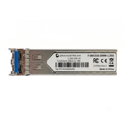Grandstream F-SM1310-20KM-1.25G optical SFP transceiver module with 1310nm wavelength and 20km single-mode fiber support.