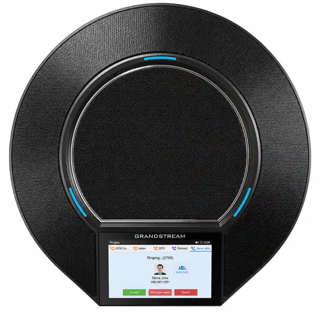 Top view of Grandstream GAC2500 business conference phone with integrated speaker design and touchscreen interface