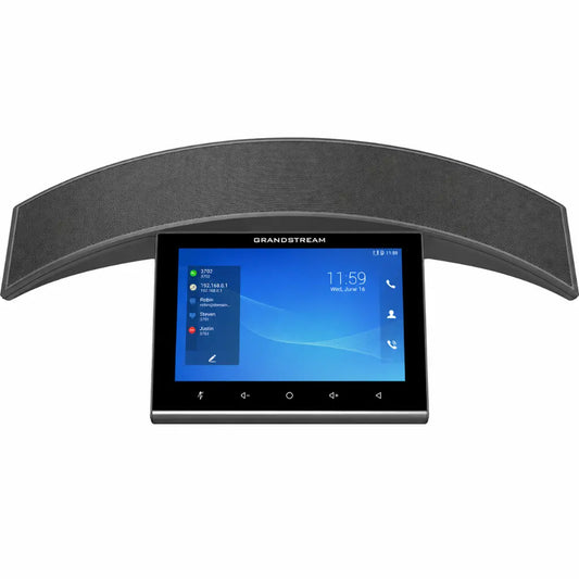 Grandstream GAC2570 HD conference phone front view with wide speaker array and touchscreen control panel