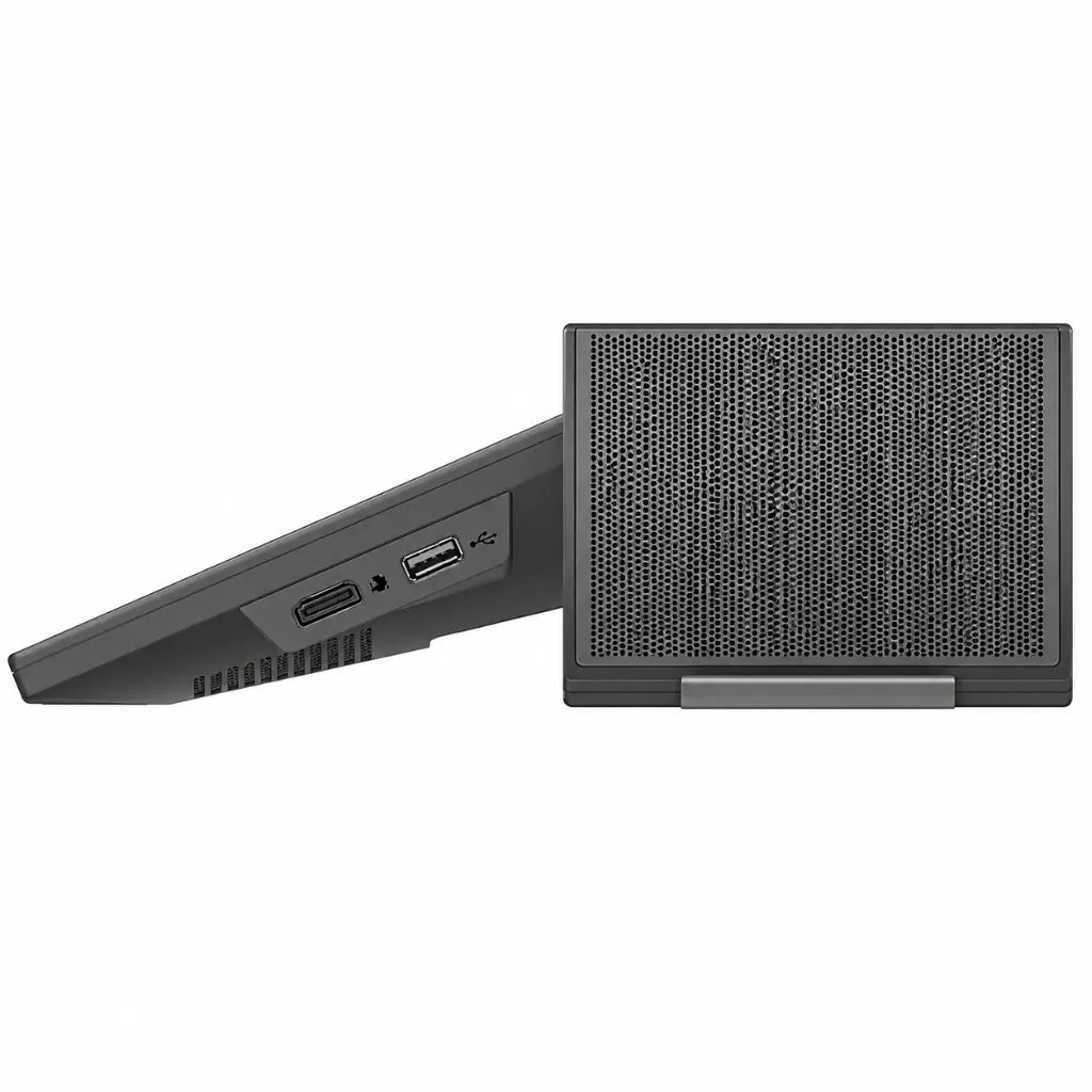 Grandstream GAC2570 conference phone side profile with speaker grille and USB-C connectivity port