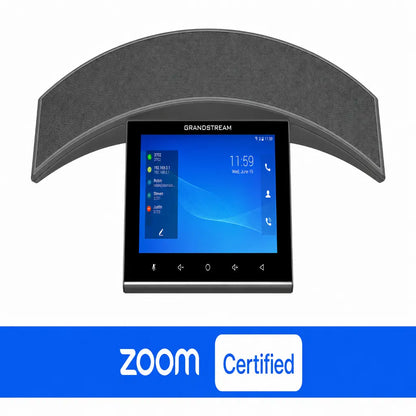 Grandstream GAC2570 enterprise conference phone front view with touchscreen display and Zoom Certified branding