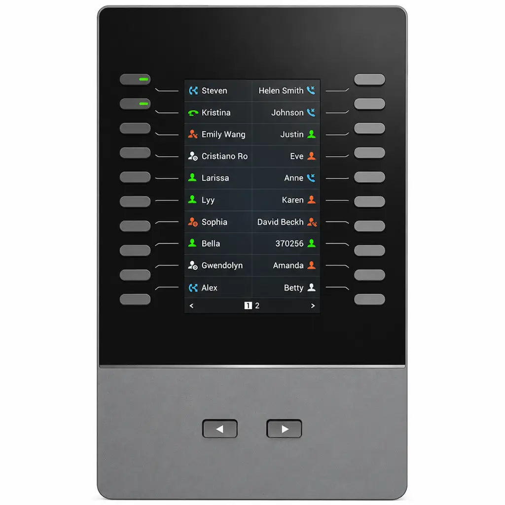 Grandstream GBX20 business phone expansion module with color display, extension keys, and support for contact management and BLF functionality.