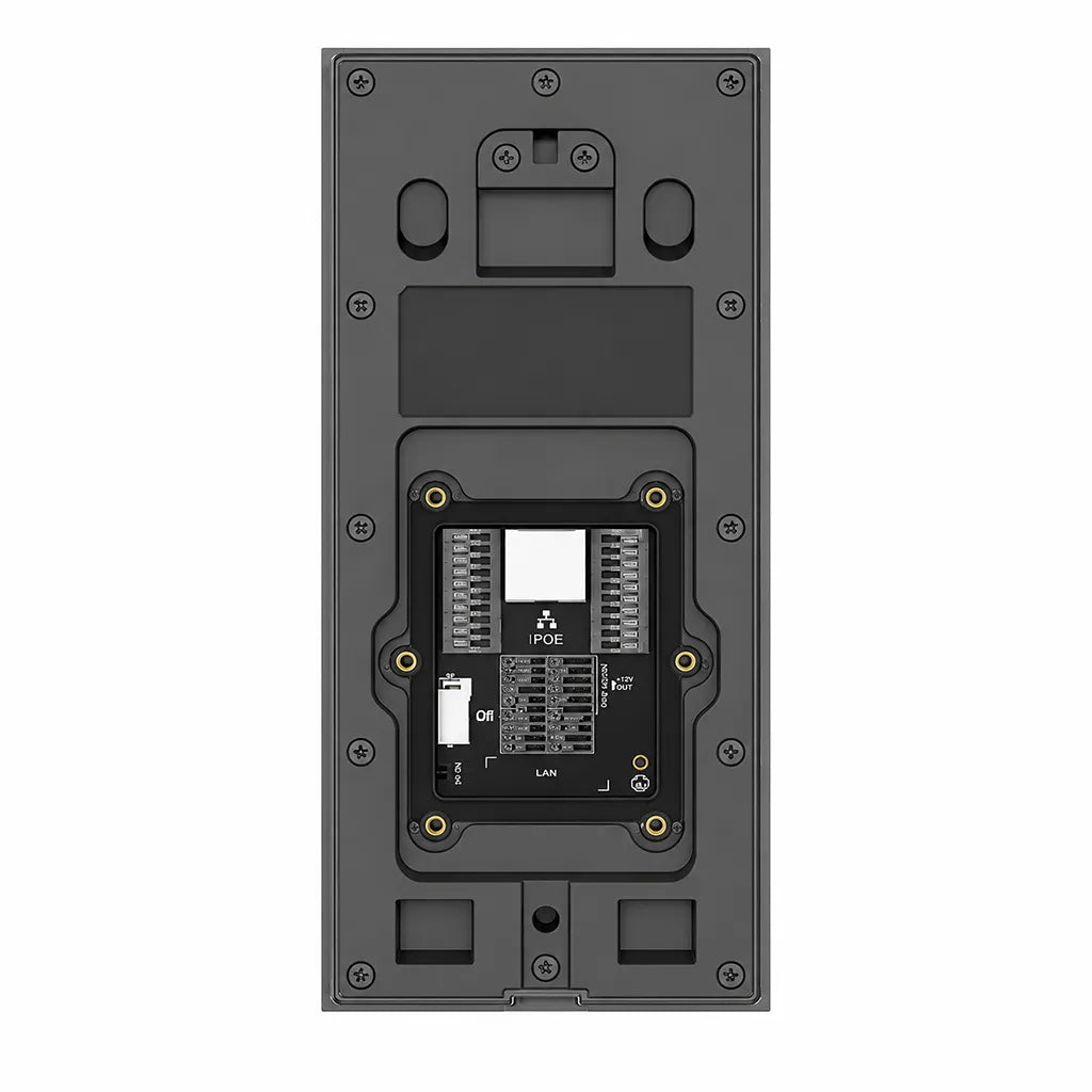 Rear panel of Grandstream GDS3725 Smart IP Video Door Station showing PoE LAN port and installation connections.