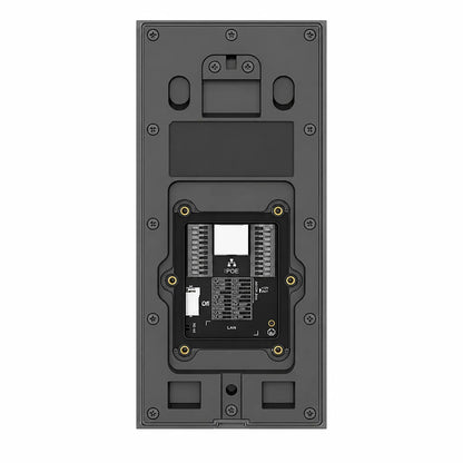 Rear panel of Grandstream GDS3725 Smart IP Video Door Station showing PoE LAN port and installation connections.