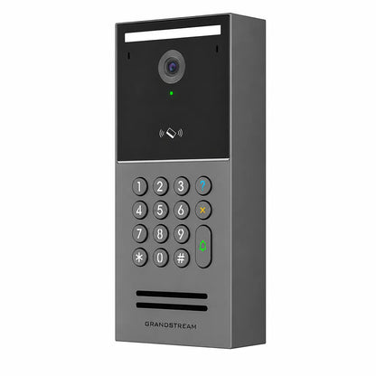 Right angled view of Grandstream GDS3725 smart SIP video door station for secure building access control.
