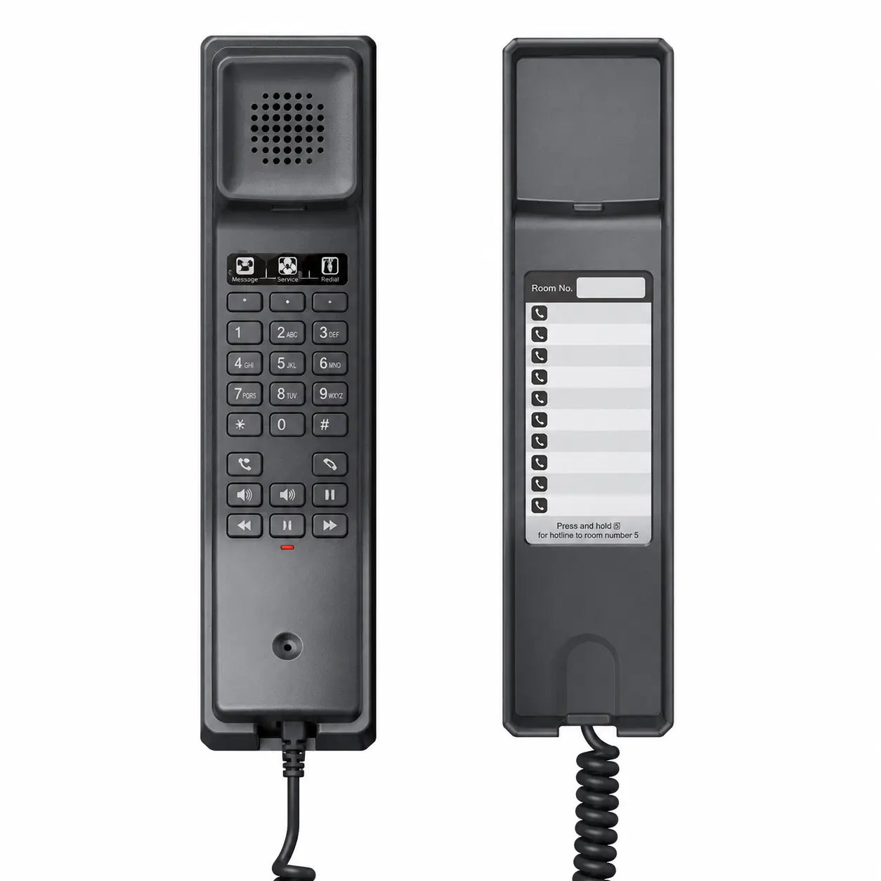 Grandstream GHP611W Wi-Fi Hotel IP Phone available in black and white color variants for hospitality communication