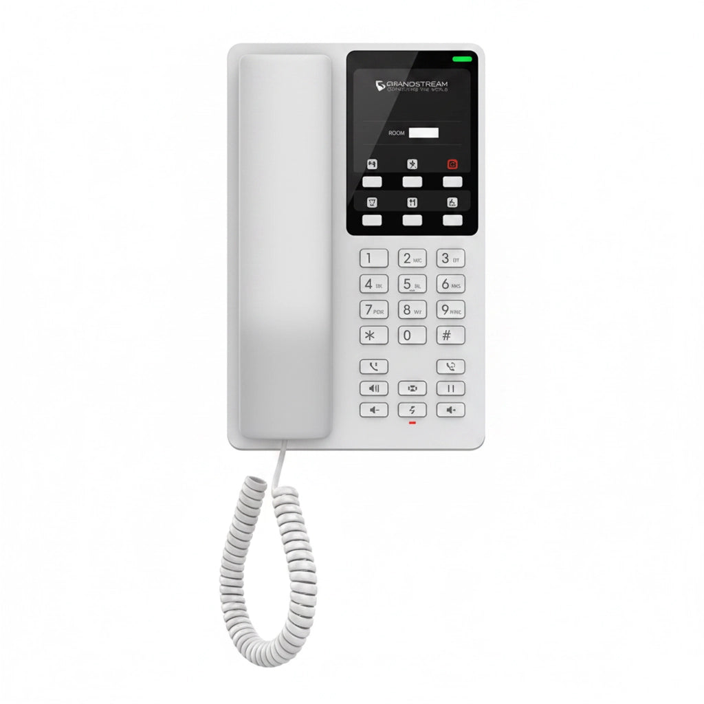 Grandstream GHP620 White Hospitality IP Phone Full Front View with Handset