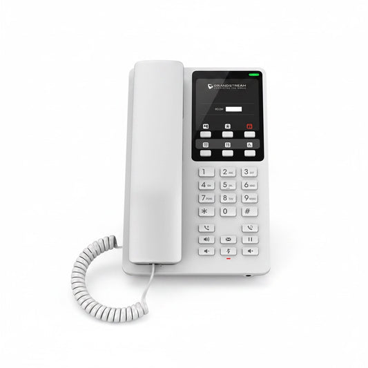 Grandstream GHP620 White Hospitality IP Phone Angled Front View with Keypad