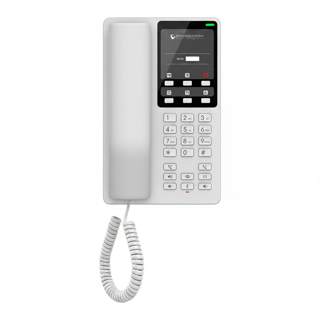 Grandstream GHP620 White IP Hotel Phone Front View with HD Audio and Programmable Keys